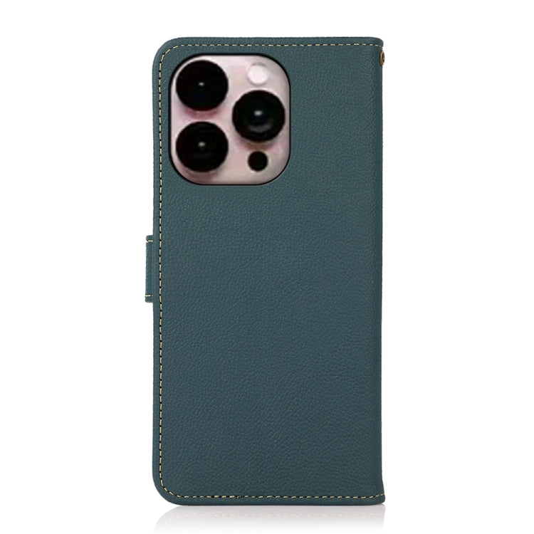 For iPhone 16 Pro KHAZNEH Custer Genuine Leather RFID Phone Case(Green) - iPhone 16 Pro Cases by PMC Jewellery | Online Shopping South Africa | PMC Jewellery | Buy Now Pay Later Mobicred