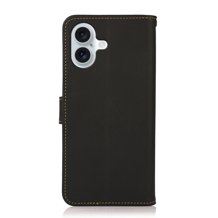 For iPhone 16 Plus KHAZNEH Custer Genuine Leather RFID Phone Case(Black) - iPhone 16 Plus Cases by PMC TechLife | Online Shopping South Africa | PMC TechLife | Buy Now Pay Later Mobicred