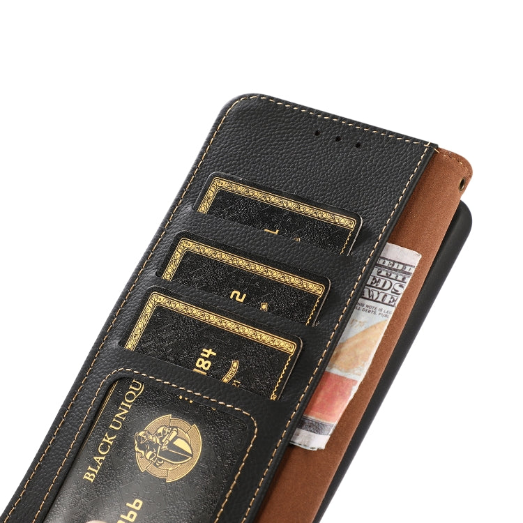 For iPhone 16 Plus KHAZNEH Custer Genuine Leather RFID Phone Case(Black) - iPhone 16 Plus Cases by PMC TechLife | Online Shopping South Africa | PMC TechLife | Buy Now Pay Later Mobicred