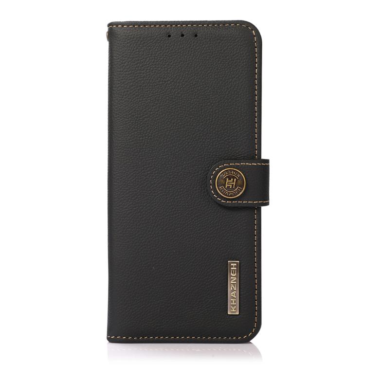 For iPhone 17 Pro Max KHAZNEH Custer Genuine Leather RFID Phone Case(Black) - free shipping - PMc TechLife - Order now!