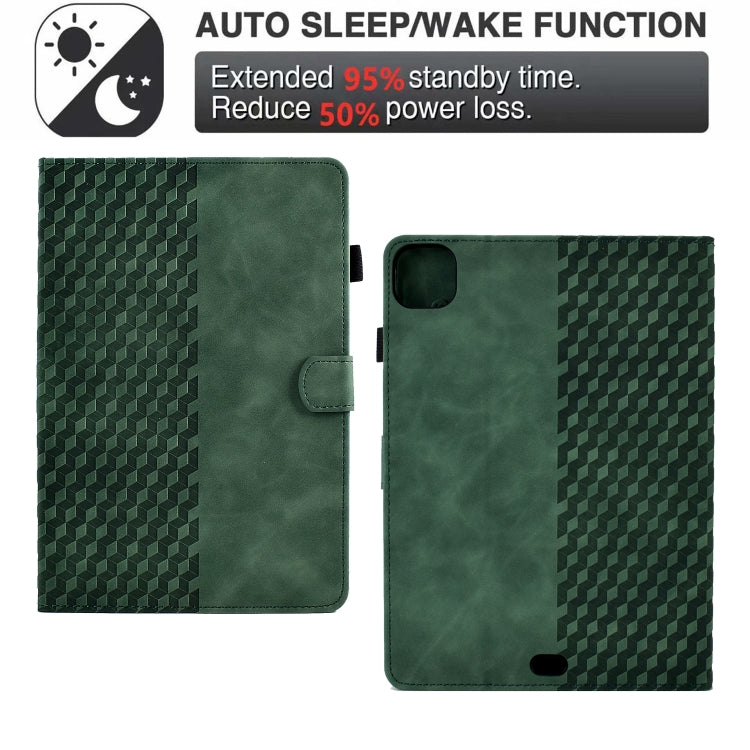 For iPad Pro 11 2024 Rhombus Embossed Leather Tablet Case(Green) - iPad Pro 11 2024 Cases by PMC TechLife | Online Shopping South Africa | PMC TechLife | Buy Now Pay Later Mobicred