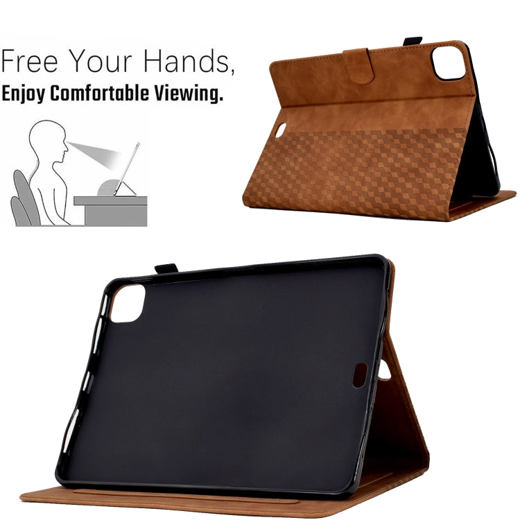 For iPad Pro 11 2024 Rhombus Embossed Leather Tablet Case(Brown) - iPad Pro 11 2024 Cases by PMC TechLife | Online Shopping South Africa | PMC TechLife | Buy Now Pay Later Mobicred