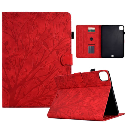 For iPad Pro 11 2024 Fortune Tree Embossed Leather Smart Tablet Case(Red) - iPad Pro 11 2024 Cases by PMC Jewellery | Online Shopping South Africa | PMC Jewellery | Buy Now Pay Later Mobicred