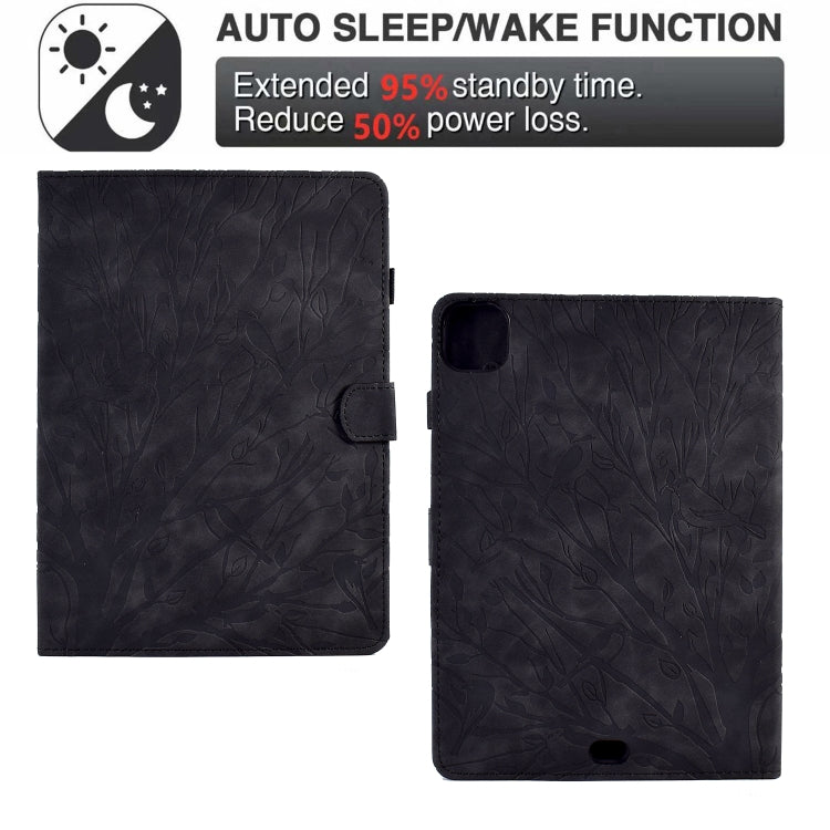 For iPad Pro 11 2024 Fortune Tree Embossed Leather Smart Tablet Case(Black) - iPad Pro 11 2024 Cases by PMC Jewellery | Online Shopping South Africa | PMC Jewellery | Buy Now Pay Later Mobicred