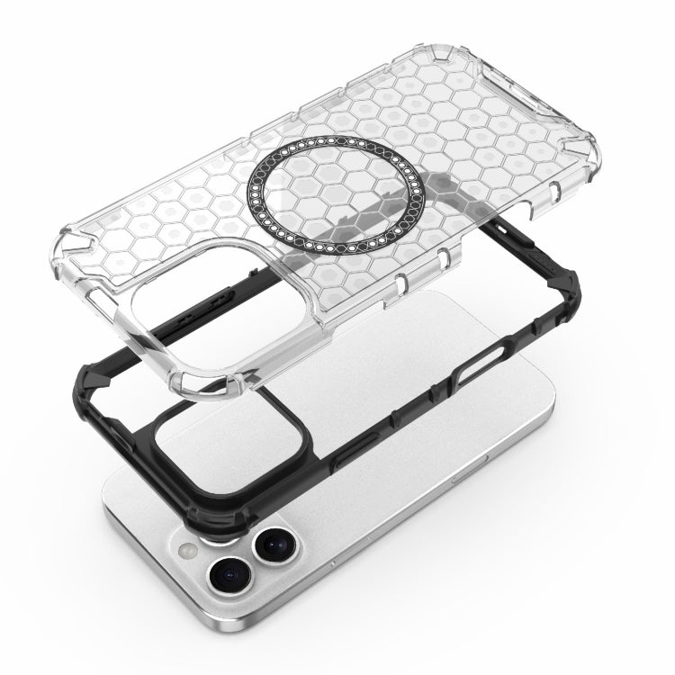 For iPhone 16 Pro Max Honeycomb Magnetic Ring Shockproof Phone Case(Blue) - iPhone 16 Pro Max Cases by PMC TechLife | Online Shopping South Africa | PMC TechLife | Buy Now Pay Later Mobicred