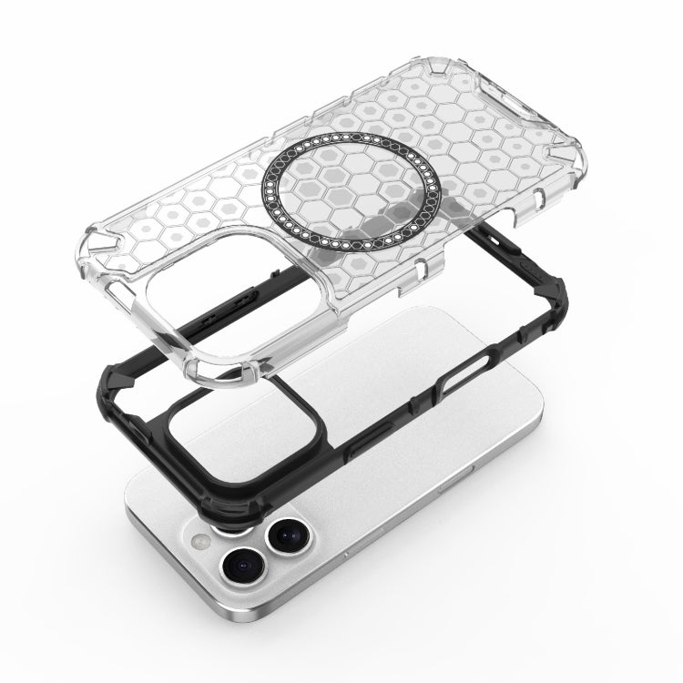 For iPhone 16 Pro Honeycomb Magnetic Ring Shockproof Phone Case(Blue) - iPhone 16 Pro Cases by PMC TechLife | Online Shopping South Africa | PMC TechLife | Buy Now Pay Later Mobicred