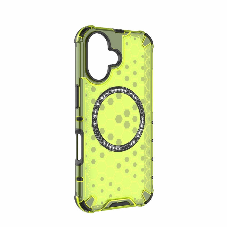 For iPhone 16 Honeycomb Magnetic Ring Shockproof Phone Case(Green) - iPhone 16 Cases by PMC Jewellery | Online Shopping South Africa | PMC Jewellery | Buy Now Pay Later Mobicred