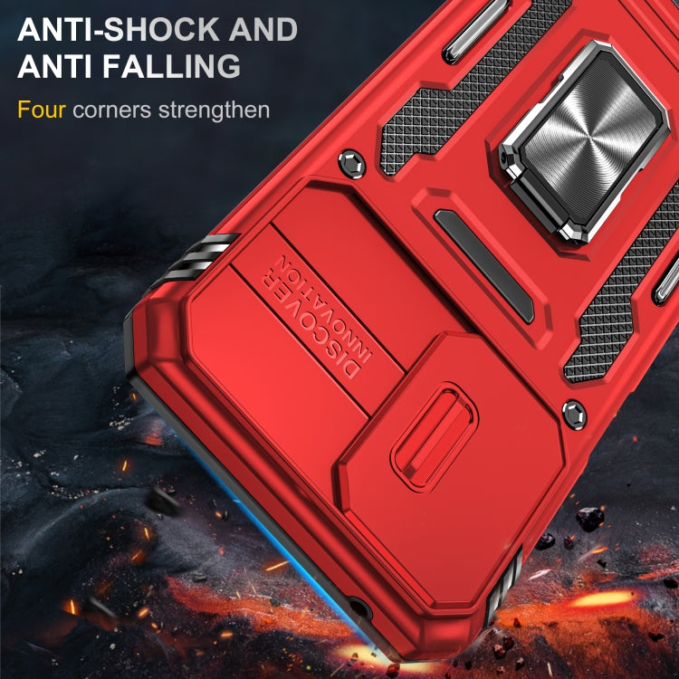 For Motorola Moto G Play 5G 2024 Armor PC + TPU Camera Shield Phone Case(Red) - Motorola Cases by PMC Jewellery | Online Shopping South Africa | PMC Jewellery | Buy Now Pay Later Mobicred