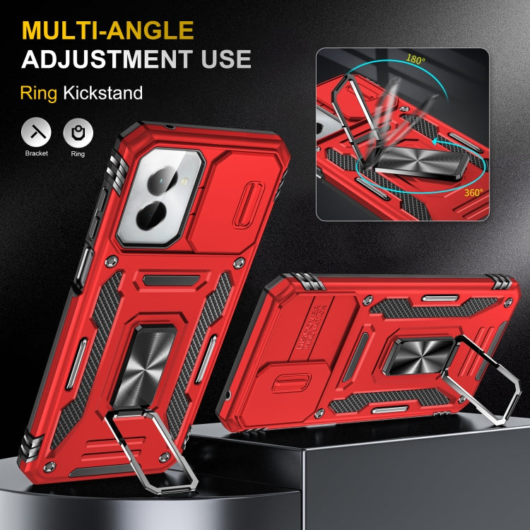 For Motorola Moto G Play 5G 2024 Armor PC + TPU Camera Shield Phone Case(Red) - Motorola Cases by PMC Jewellery | Online Shopping South Africa | PMC Jewellery | Buy Now Pay Later Mobicred