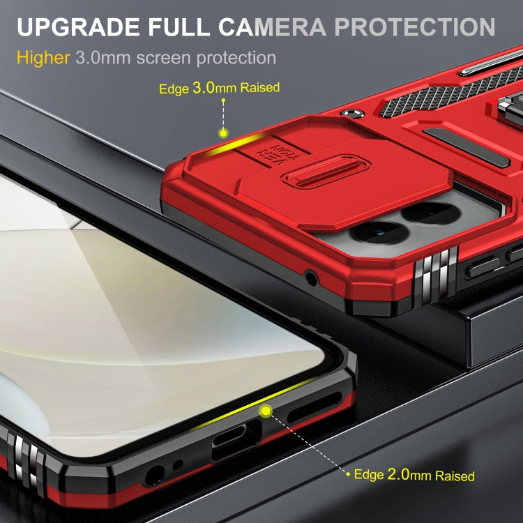 For Motorola Moto G Power 2024 Armor PC + TPU Camera Shield Phone Case(Red) - Motorola Cases by PMC Jewellery | Online Shopping South Africa | PMC Jewellery | Buy Now Pay Later Mobicred