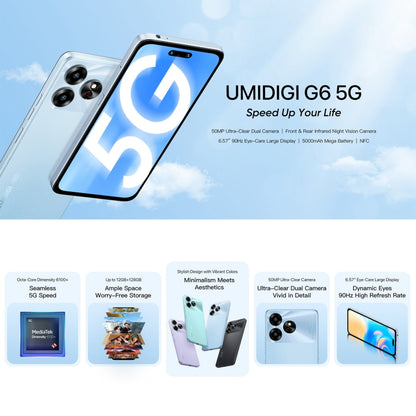 [HK Warehouse] UMIDIGI G6 5G, 6GB+128GB, Face ID Identification, 6.6 inch UMIDIGI OS Dimensity 6100+ 5G Octa Core, Network: 5G(Space Black) - UMIDIGI by UMIDIGI | Online Shopping South Africa | PMC Jewellery | Buy Now Pay Later Mobicred