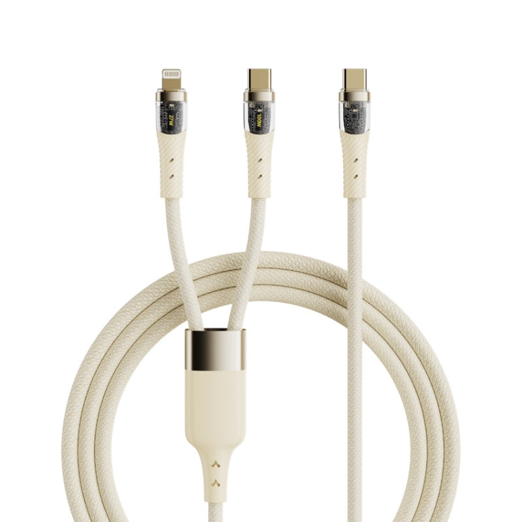 ROCK G20 2 in 1 5A USB-C/Type-C to USB-C/Type-C+8 Pin Transparent Fast Charging Data Cable, Length: 1.5m(Beige) - 2 in 1 Cable by ROCK | Online Shopping South Africa | PMC Jewellery | Buy Now Pay Later Mobicred