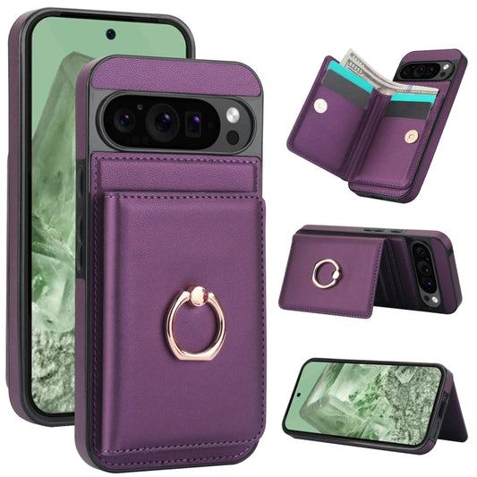 For Google Pixel 9 RFID Anti-theft Card Ring Holder Phone Case(Dark Purple) - Google Cases by PMC Jewellery | Online Shopping South Africa | PMC Jewellery | Buy Now Pay Later Mobicred