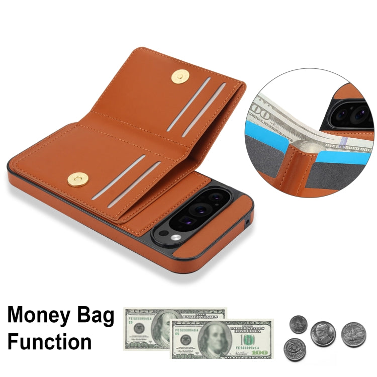 For Google Pixel 9 RFID Anti-theft Card Ring Holder Phone Case(Brown) - Google Cases by PMC Jewellery | Online Shopping South Africa | PMC Jewellery | Buy Now Pay Later Mobicred