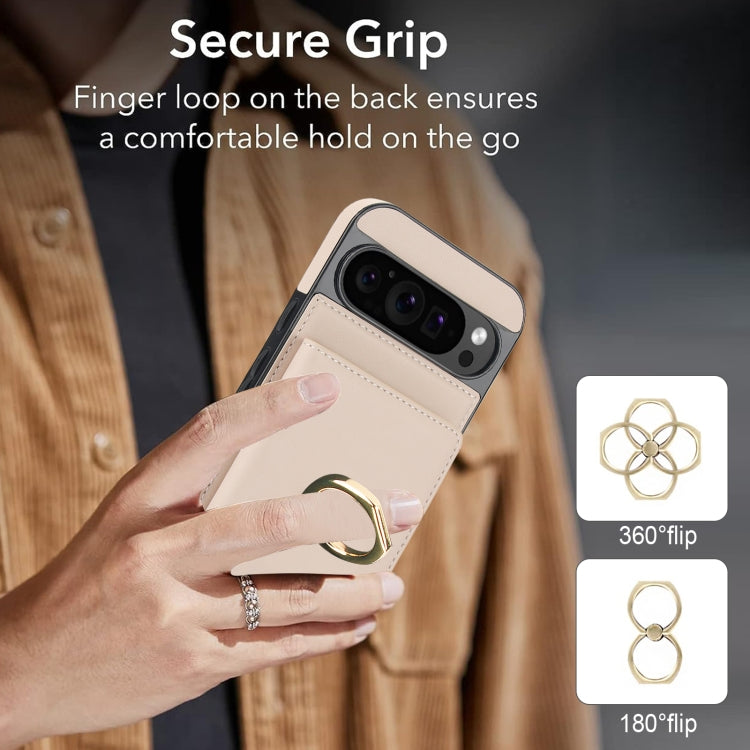 For Google Pixel 9 Pro XL RFID Anti-theft Card Ring Holder Phone Case(White) - Google Cases by PMC TechLife | Online Shopping South Africa | PMC TechLife | Buy Now Pay Later Mobicred