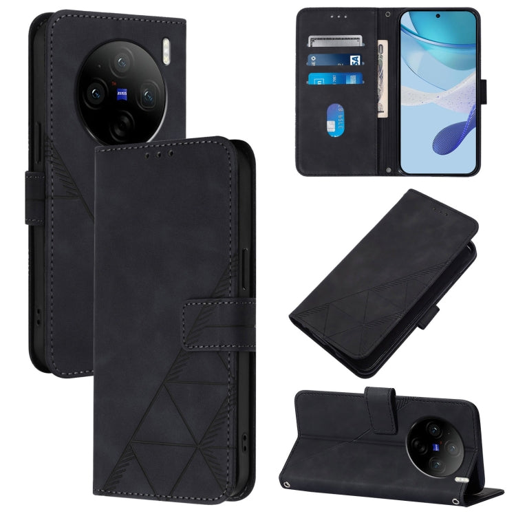 For vivo X100s Crossbody 3D Embossed Flip Leather Phone Case(Black) - vivo Cases by PMC Jewellery | Online Shopping South Africa | PMC Jewellery | Buy Now Pay Later Mobicred