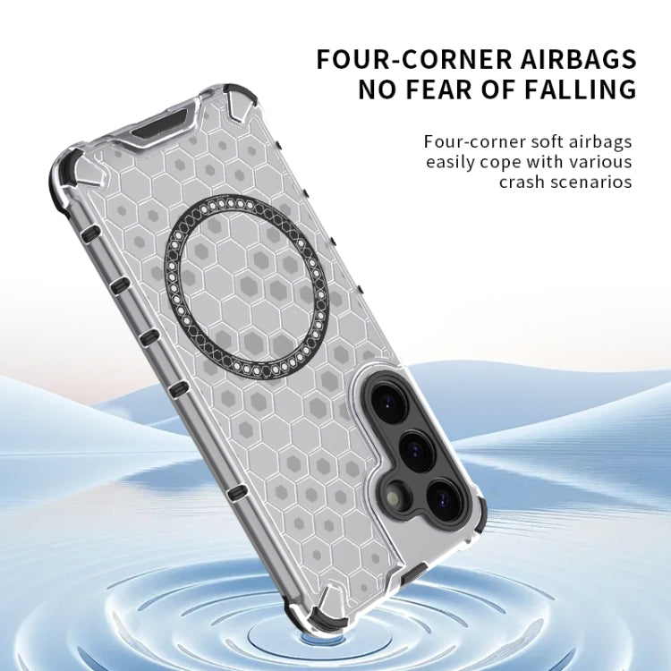 For Samsung Galaxy S25 5G Honeycomb Magnetic Ring Shockproof Phone Case(Black) - Galaxy S25 5G Cases by PMC TechLife | Online Shopping South Africa | PMC TechLife | Buy Now Pay Later Mobicred