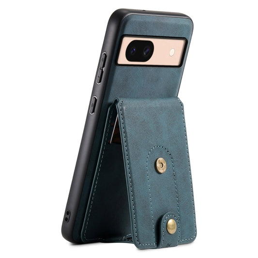 For Google Pixel 8a Denior D14 NK Retro Pattern MagSafe Magnetic Card Holder Leather Phone Case(Blue) - Google Cases by Denior | Online Shopping South Africa | PMC Jewellery | Buy Now Pay Later Mobicred