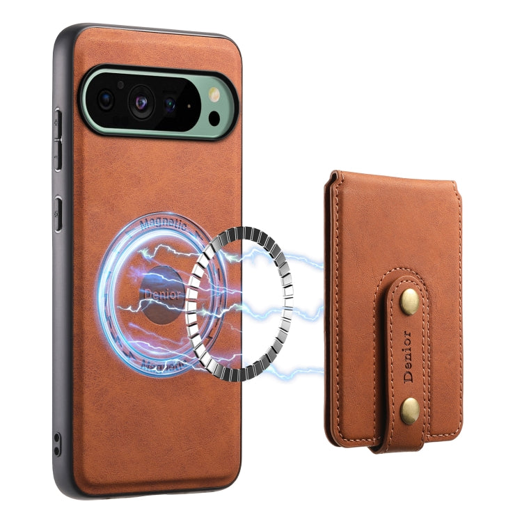 For Google Pixel 9 Denior D14 NK Retro Pattern MagSafe Magnetic Card Holder Leather Phone Case(Brown) - Google Cases by Denior | Online Shopping South Africa | PMC TechLife | Buy Now Pay Later Mobicred