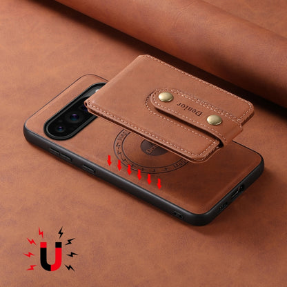 For Google Pixel 9 Pro Denior D14 NK Retro Pattern MagSafe Magnetic Card Holder Leather Phone Case(Brown) - Google Cases by Denior | Online Shopping South Africa | PMC Jewellery | Buy Now Pay Later Mobicred