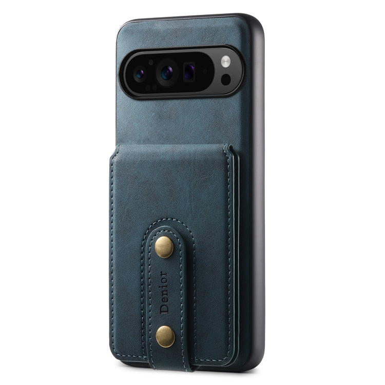 For Google Pixel 9 Pro Denior D14 NK Retro Pattern MagSafe Magnetic Card Holder Leather Phone Case(Blue) - Google Cases by Denior | Online Shopping South Africa | PMC Jewellery | Buy Now Pay Later Mobicred