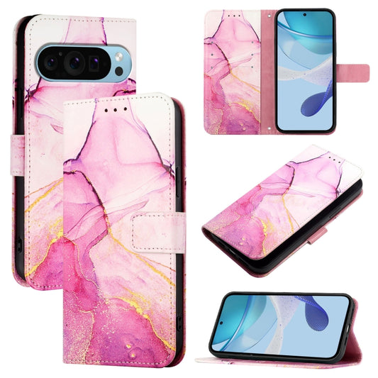 For Google Pixel 9 PT003 Marble Pattern Flip Leather Phone Case(Pink Purple Gold) - Google Cases by PMC Jewellery | Online Shopping South Africa | PMC Jewellery | Buy Now Pay Later Mobicred