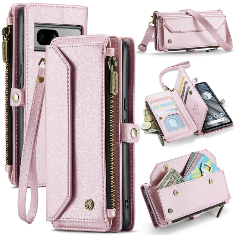 For Google Pixel 7a CaseMe C36 Card Slots Zipper Wallet RFID Anti-theft Leather Phone Case(Pink) - Google Cases by CaseMe | Online Shopping South Africa | PMC Jewellery | Buy Now Pay Later Mobicred