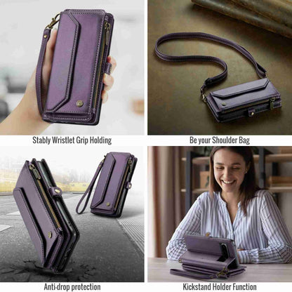 For Google Pixel 8 Pro CaseMe C36 Card Slots Zipper Wallet RFID Anti-theft Leather Phone Case(Purple) - Google Cases by CaseMe | Online Shopping South Africa | PMC Jewellery | Buy Now Pay Later Mobicred