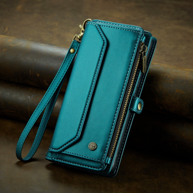 For Google Pixel 8 Pro CaseMe C36 Card Slots Zipper Wallet RFID Anti-theft Leather Phone Case(Blue-green) - Google Cases by CaseMe | Online Shopping South Africa | PMC Jewellery | Buy Now Pay Later Mobicred