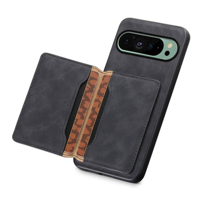 For Google Pixel 9 Denior D13 Retro Texture Leather MagSafe Card Bag Phone Case(Black) - Google Cases by Denior | Online Shopping South Africa | PMC Jewellery | Buy Now Pay Later Mobicred