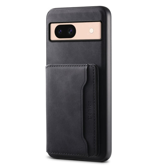 For Google Pixel 8a Denior D13 Retro Texture Leather MagSafe Card Bag Phone Case(Black) - Google Cases by Denior | Online Shopping South Africa | PMC Jewellery | Buy Now Pay Later Mobicred