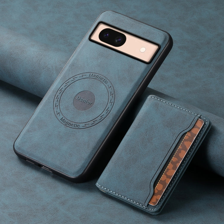 For Google Pixel 8a Denior D13 Retro Texture Leather MagSafe Card Bag Phone Case(Blue) - free shipping - PMC TechLife - Order now!