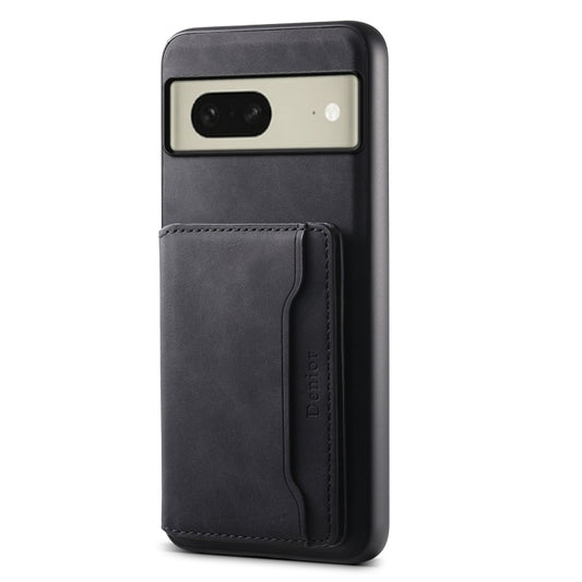 For Google Pixel 8 Denior D13 Retro Texture Leather MagSafe Card Bag Phone Case(Black) - Google Cases by Denior | Online Shopping South Africa | PMC Jewellery | Buy Now Pay Later Mobicred