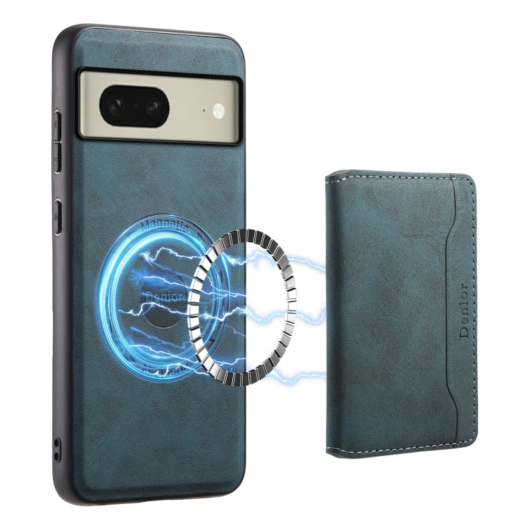 For Google Pixel 8 Denior D13 Retro Texture Leather MagSafe Card Bag Phone Case(Blue) - free shipping - PMC TechLife - Order now!