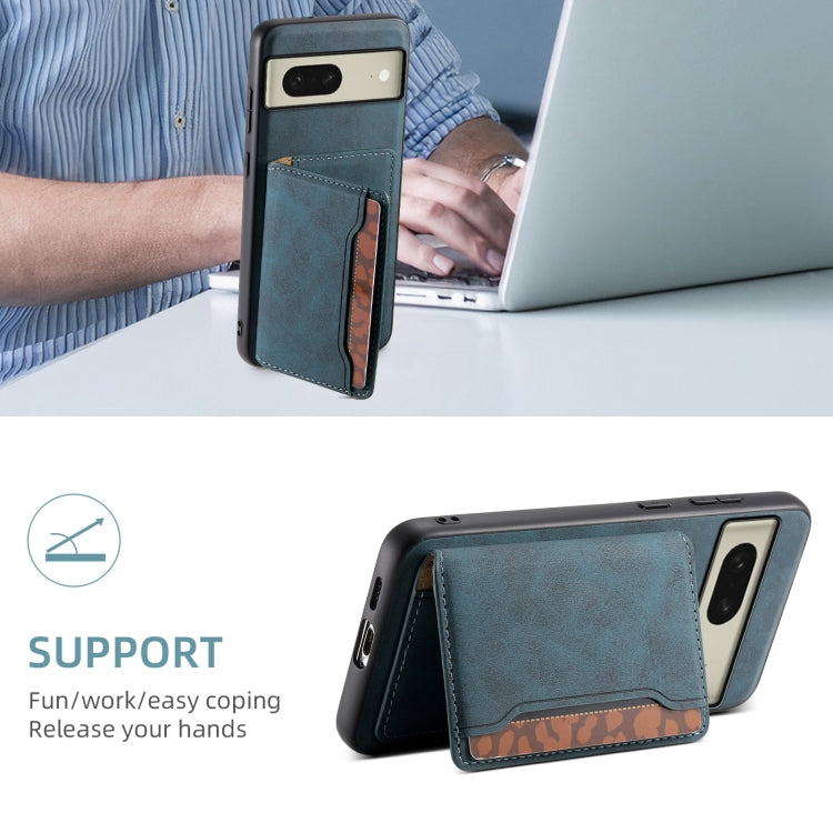 For Google Pixel 8 Denior D13 Retro Texture Leather MagSafe Card Bag Phone Case(Blue) - free shipping - PMC TechLife - Order now!