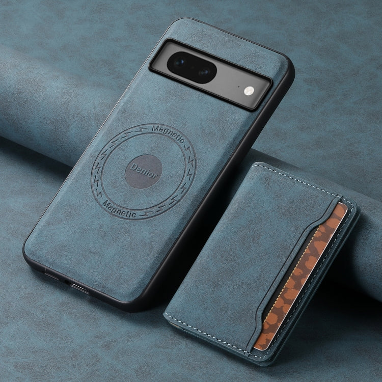 For Google Pixel 7 5G Denior D13 Retro Texture Leather MagSafe Card Bag Phone Case(Blue) - Google Cases by Denior | Online Shopping South Africa | PMC TechLife | Buy Now Pay Later Mobicred
