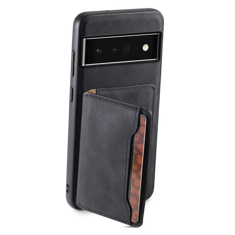 For Google Pixel 6 Pro Denior D13 Retro Texture Leather MagSafe Card Bag Phone Case(Black) - Google Cases by Denior | Online Shopping South Africa | PMC Jewellery | Buy Now Pay Later Mobicred