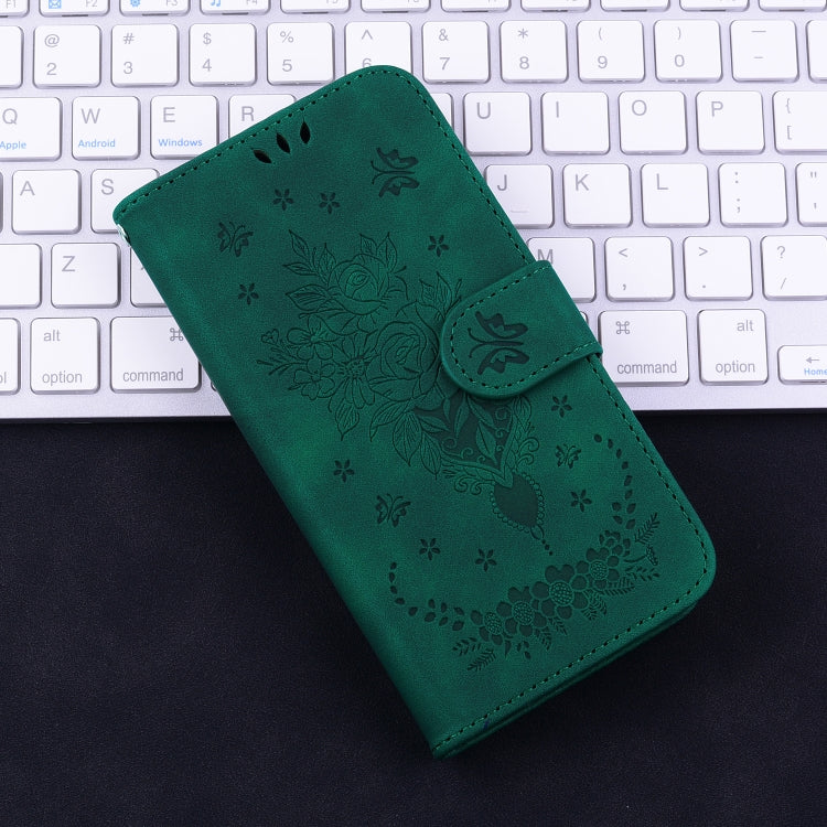 For iPhone SE 2024 Butterfly Rose Embossed Leather Phone Case(Green) - More iPhone Cases by PMC Jewellery | Online Shopping South Africa | PMC Jewellery | Buy Now Pay Later Mobicred