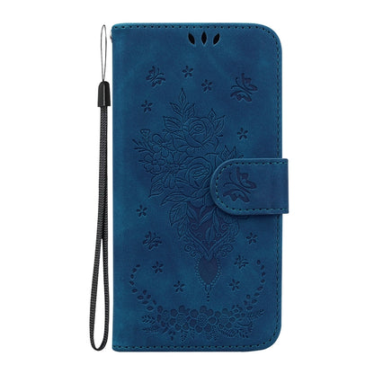 For iPhone 16 Plus Butterfly Rose Embossed Leather Phone Case(Blue) - iPhone 16 Plus Cases by PMC Jewellery | Online Shopping South Africa | PMC Jewellery | Buy Now Pay Later Mobicred