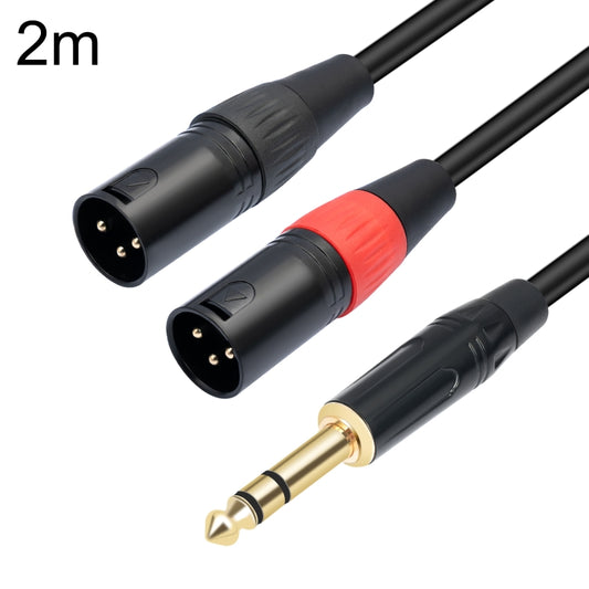 TC145YXK108RE-10 6.35mm 1/4 TRS Male to Dual XLR Male Audio Cable, Length:2m(Black) - Microphone Audio Cable & Connector by PMC Jewellery | Online Shopping South Africa | PMC Jewellery | Buy Now Pay Later Mobicred