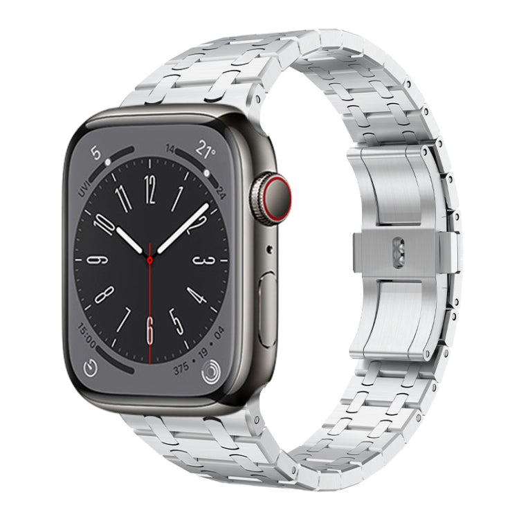 For Apple Watch SE 44mm PG94 Dual-link Modified Stainless Steel Watch Band(Silver) - free shipping - PMC TechLife - Order now!