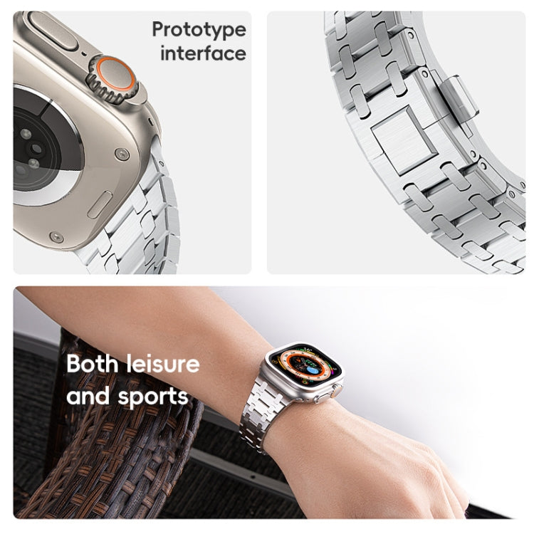 For Apple Watch 42mm PG94 Dual-link Modified Stainless Steel Watch Band(Gold) - free shipping - PMC TechLife - Order now!