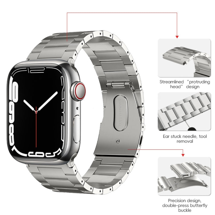 For Apple Watch Series 2 42mm PG63 Three-Bead Protrusion Titanium Metal Watch Band(Silver) - free shipping - PMC TechLife - Order now!