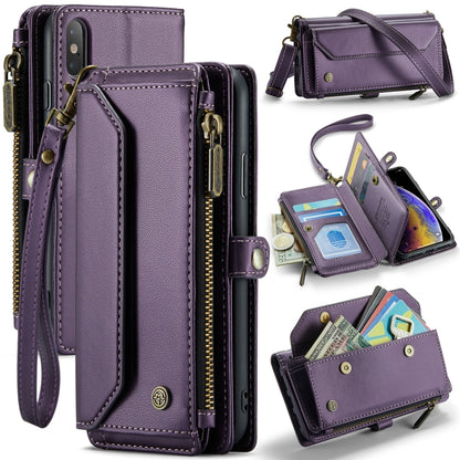 For iPhone XS Max CaseMe C36 Card Slots Zipper Wallet RFID Anti-theft Leather Phone Case(Purple) - More iPhone Cases by CaseMe | Online Shopping South Africa | PMC Jewellery | Buy Now Pay Later Mobicred