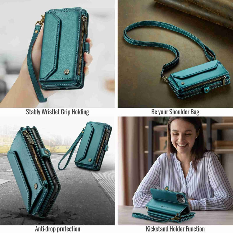 For iPhone 11 Pro Max CaseMe C36 Card Slots Zipper Wallet RFID Anti-theft Leather Phone Case(Blue-green) - iPhone 11 Pro Max Cases by CaseMe | Online Shopping South Africa | PMC Jewellery | Buy Now Pay Later Mobicred