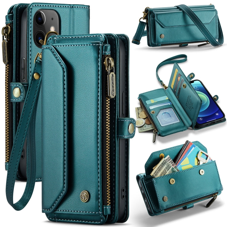 For iPhone 12 mini CaseMe C36 Card Slots Zipper Wallet RFID Anti-theft Leather Phone Case(Blue-green) - iPhone 12 mini Cases by CaseMe | Online Shopping South Africa | PMC Jewellery | Buy Now Pay Later Mobicred