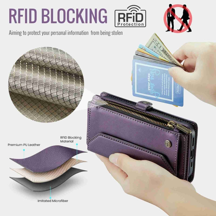 For iPhone 13 Pro Max CaseMe C36 Card Slots Zipper Wallet RFID Anti-theft Leather Phone Case(Purple) - iPhone 13 Pro Max Cases by CaseMe | Online Shopping South Africa | PMC Jewellery | Buy Now Pay Later Mobicred