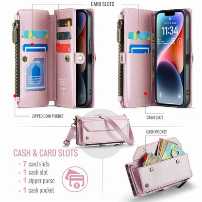 For iPhone 14 Plus CaseMe C36 Card Slots Zipper Wallet RFID Anti-theft Leather Phone Case(Pink) - iPhone 14 Plus Cases by CaseMe | Online Shopping South Africa | PMC Jewellery | Buy Now Pay Later Mobicred