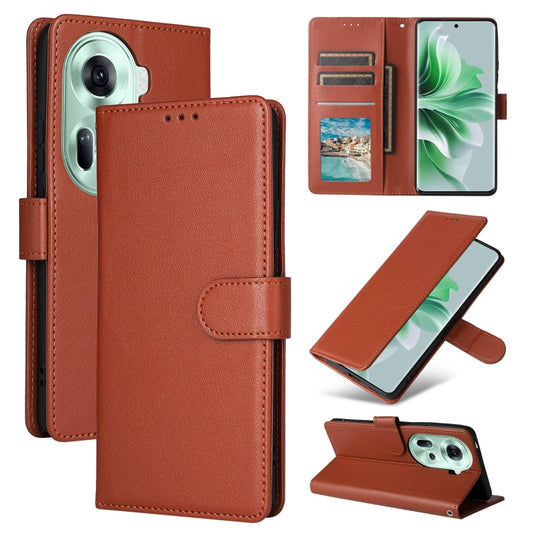 For OPPO Reno11 5G Global Multifunctional Horizontal Flip Leather Phone Case with Three Card Slot(Brown) - Reno11 Cases by PMC Jewellery | Online Shopping South Africa | PMC Jewellery | Buy Now Pay Later Mobicred