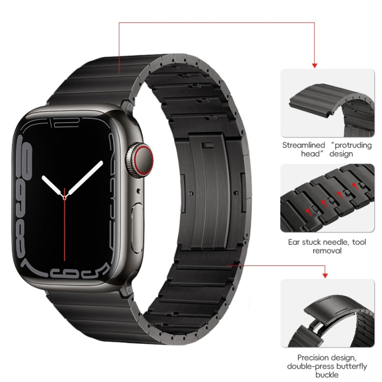 For Apple Watch Series 8 45mm PG65 Single Bead Bamboo Joint Spring Bars Titanium Metal Watch Band(Graphite Black) - free shipping - PMc TechLife - Order now!